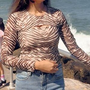 Zebra Print Long Sleeve Top